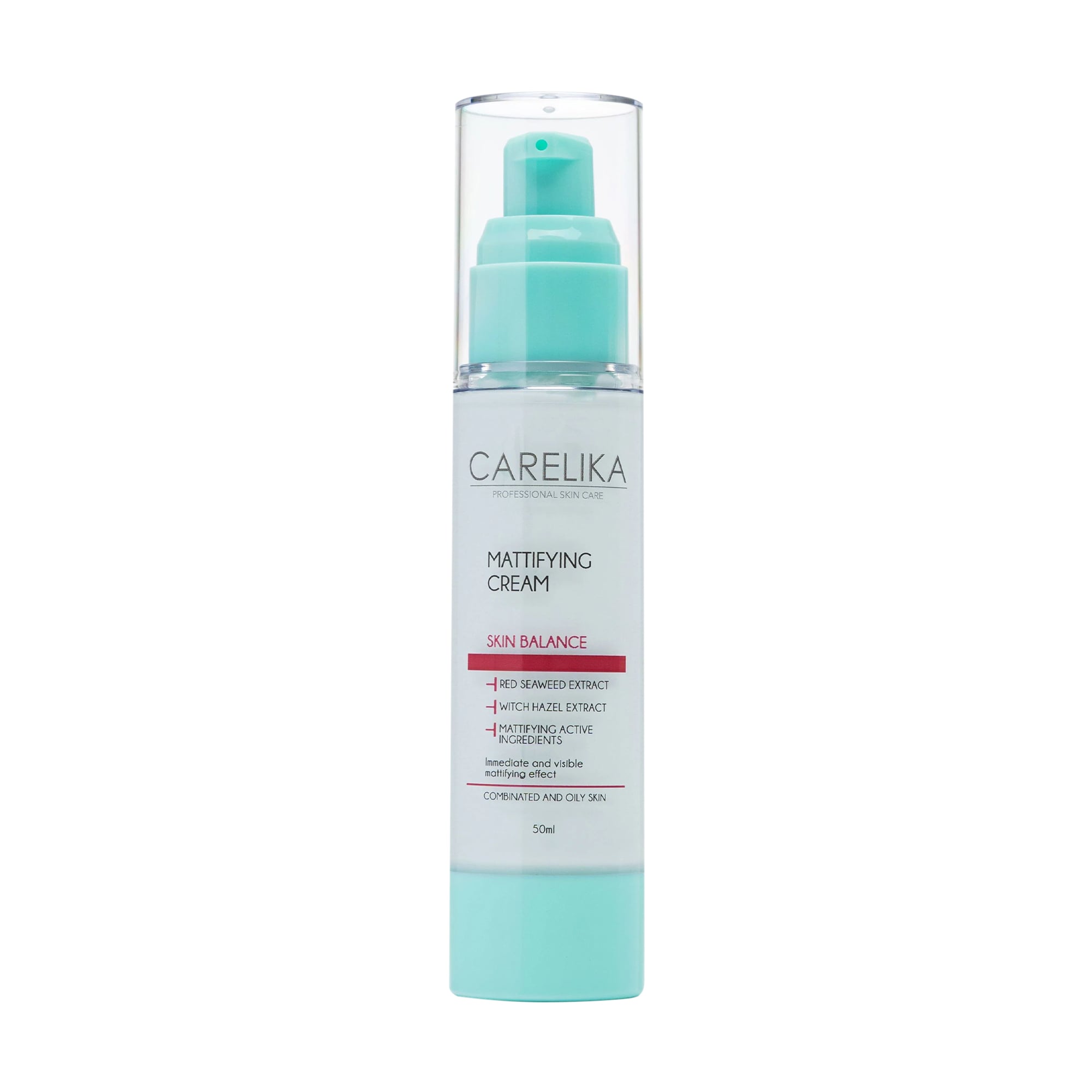 Матувальний крем для обличчя Carelika Mattifying Cream Skin Balance з червоними водоростями, 50 мл