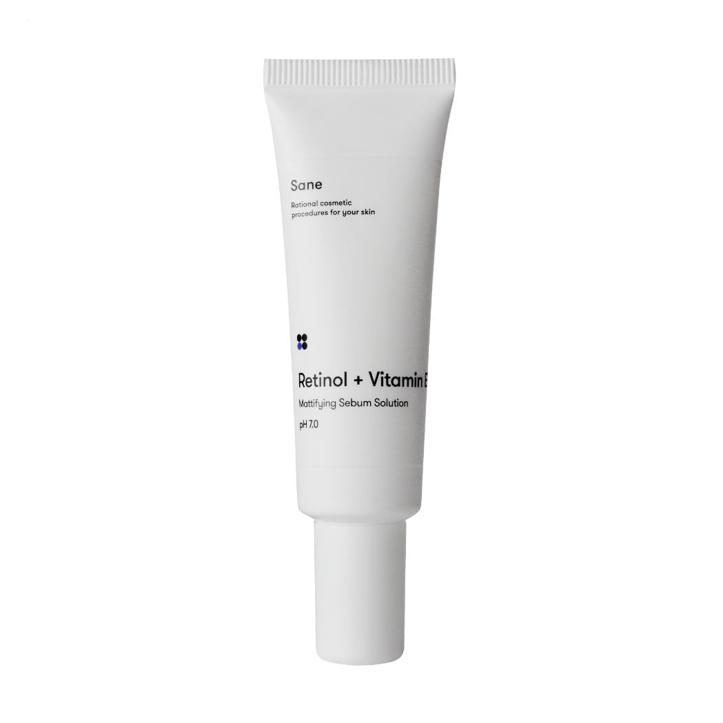 Матувальний крем для обличчя Sane Retinol + Vitamin E Mattifying Sebum Solutuon для жирної шкіри, 30 мл